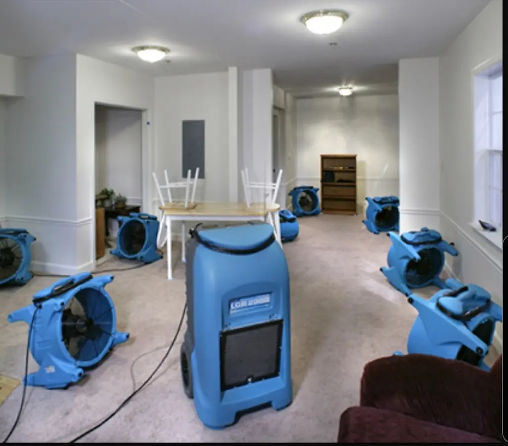 Air movers and dehumidifier setup for Water Extraction & Removal in Old Town